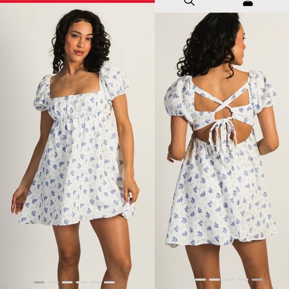 Princess Polly Nordstrom Let’s Dance Floral Minidress Gauze Puff Sleeve , size 6 - Picture 1 of 13